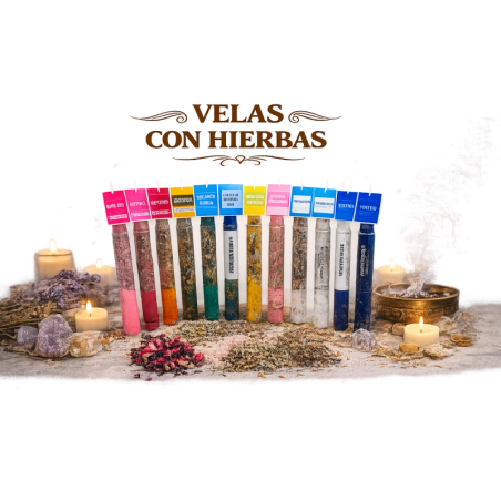 Velas con Hierbas para peticiones Calla Chismes
