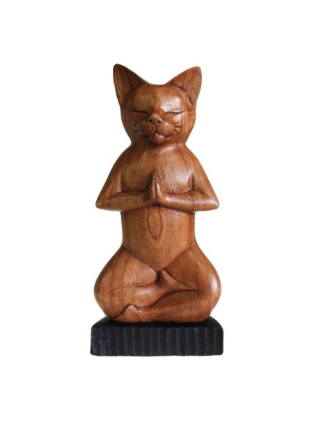 Gato de yoga tallado a mano - Loto