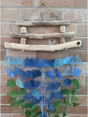 Carillón de vidrio reciclado - Azul y verde