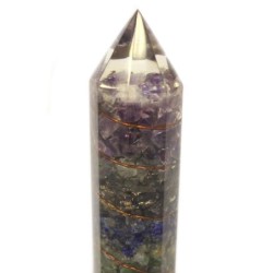 Orgonite-Agua- 15 cm tallada con Cobre y Gemas