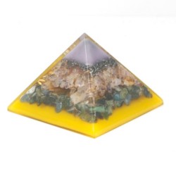 Lrg Pirámide de Orgonita Lrg 70mm -  Gemas Chakra  70cm - Árbol(Base Oro)