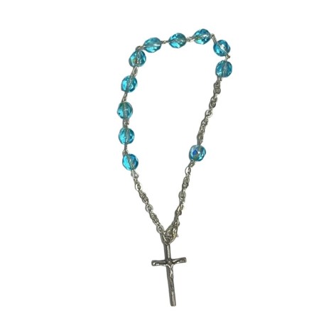 Pulsera Rosario esfera azul claro (celeste)