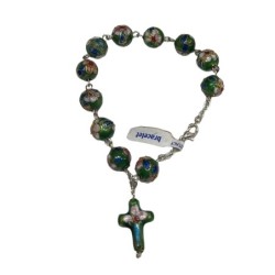 Pulsera Rosario flor metal,...