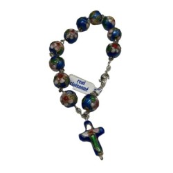 Pulsera Rosario flor azul,...