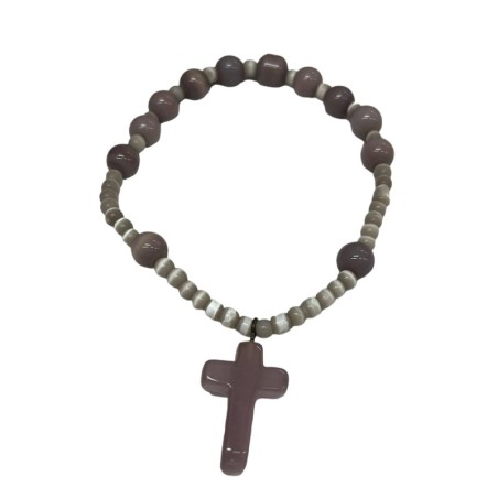 Pulsera Rosario Elastica morada, italianas