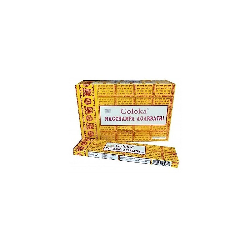 INCIENSO Goloka NAG CHAMPA (caja amarilla) Caja con 12 paquetes de 15 gm .
