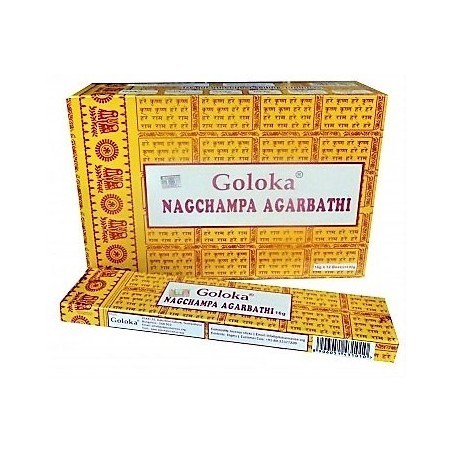INCIENSO Goloka NAG CHAMPA (caja amarilla) Caja con 12 paquetes de 15 gm .