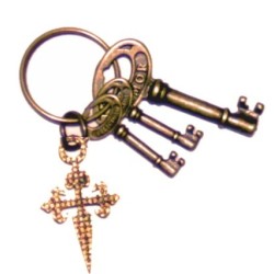 Llavero amuleto llaves y Cruz de Santiago (Completo, preparado y ritualizado  suerte