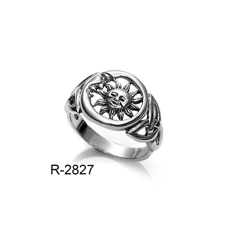 Anillo Sol y Luna, Wicca Celta, de Plata Maciza, Fabricado en España (14)